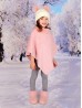 Kids Soft Faux Fur Poncho W/  Zig-zag Pattern and Faux Fur Neckline (3-7 Years Old) 